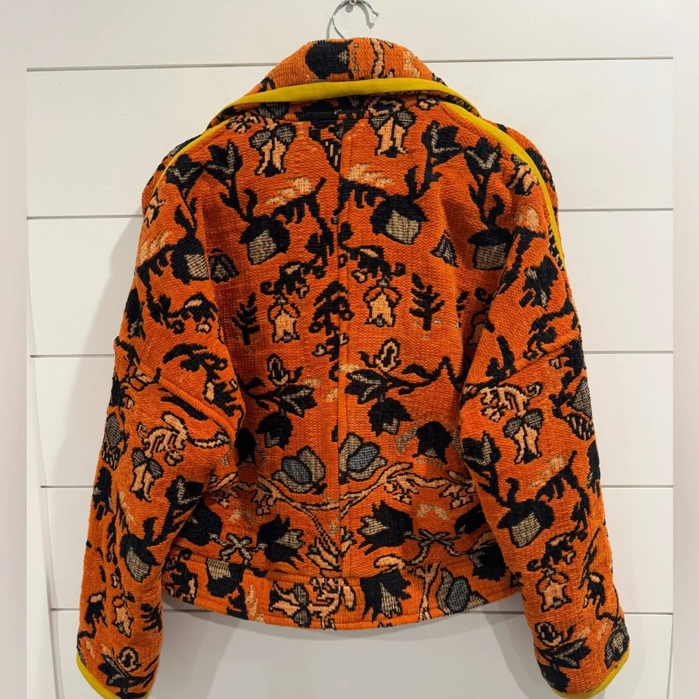 Free People Mosaic printed Boxy Moto Jacket in Orange - Picture 8 of 8